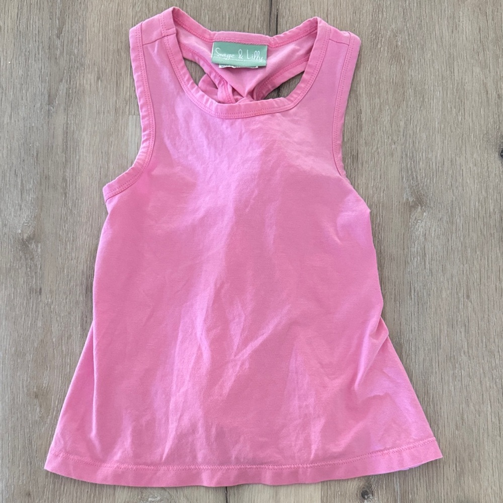 Sage & Lilly 4T Pink Sleeveless Kids Razorback Bow Tank Top